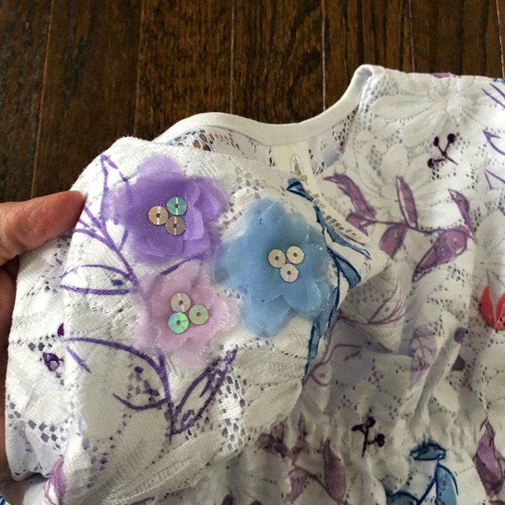 Disney Parks Girls 4/4T White/Pink/Purple Floral Disney's Frozen Caftan Cover-Up - Picture 10 of 13